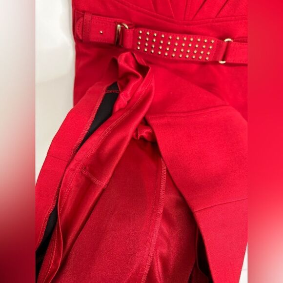 Laundry Red Pieced V-neck Mini Sleeveless Cocktail Dress Size 4 - Picture 7 of 12